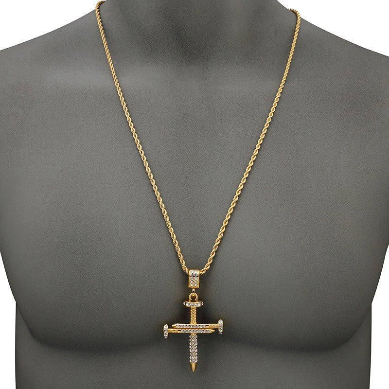 18k Gold Diamond Nail Cross - Drip Culture Jewelry