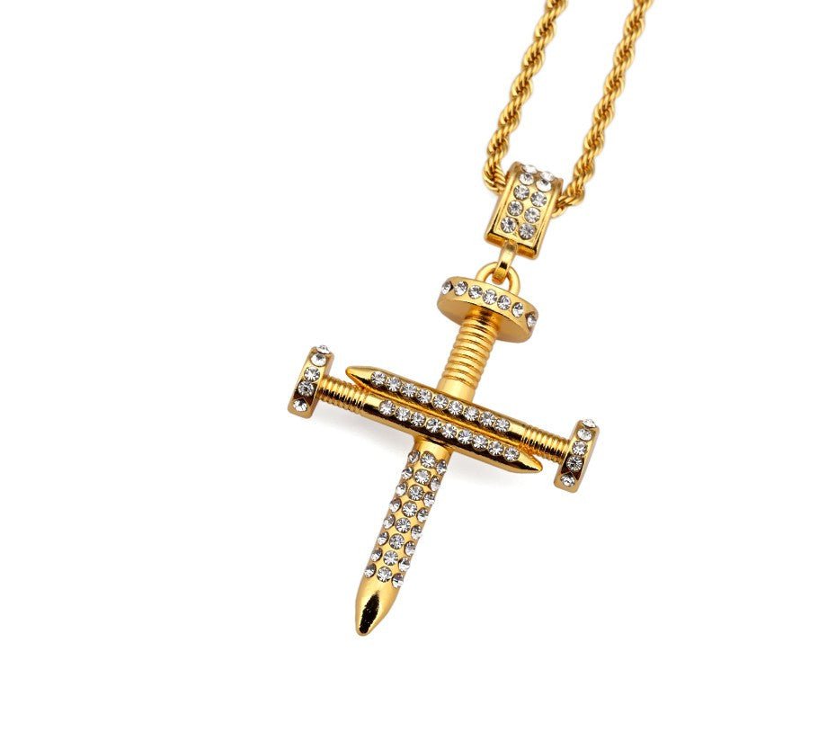 18k Gold Diamond Nail Cross - Drip Culture Jewelry