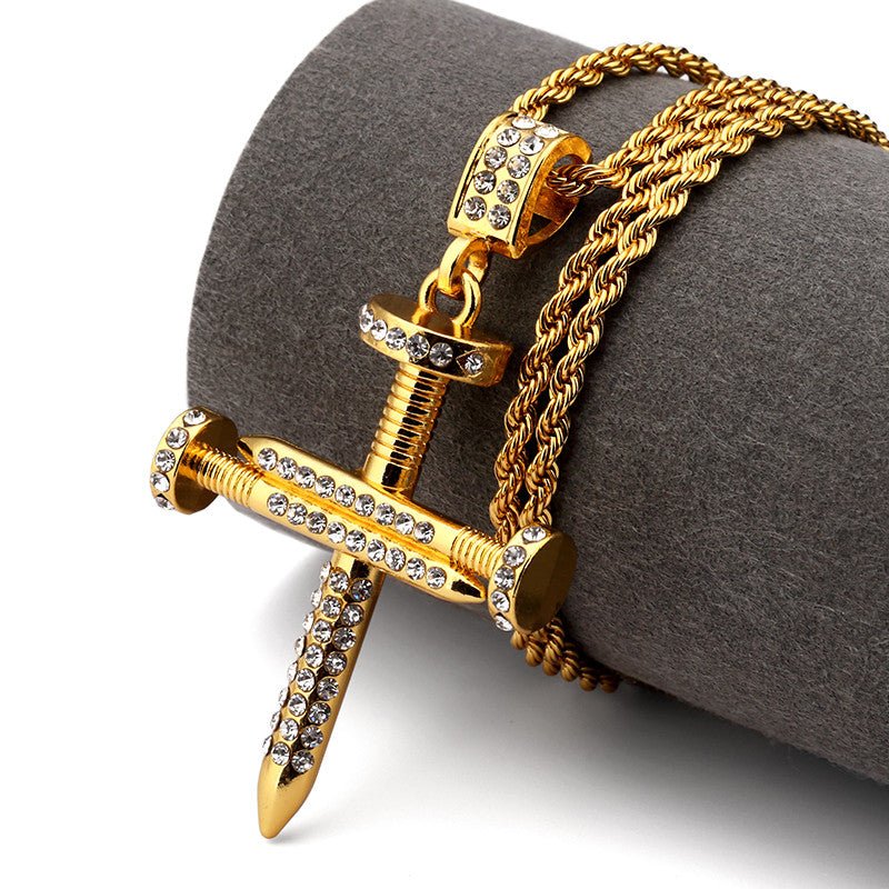 18k Gold Diamond Nail Cross - Drip Culture Jewelry