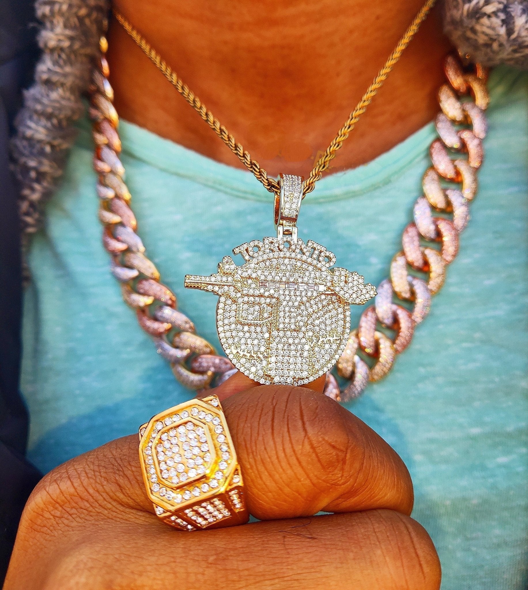 18K Gold Diamond New T.O Uzi - Drip Culture Jewelry