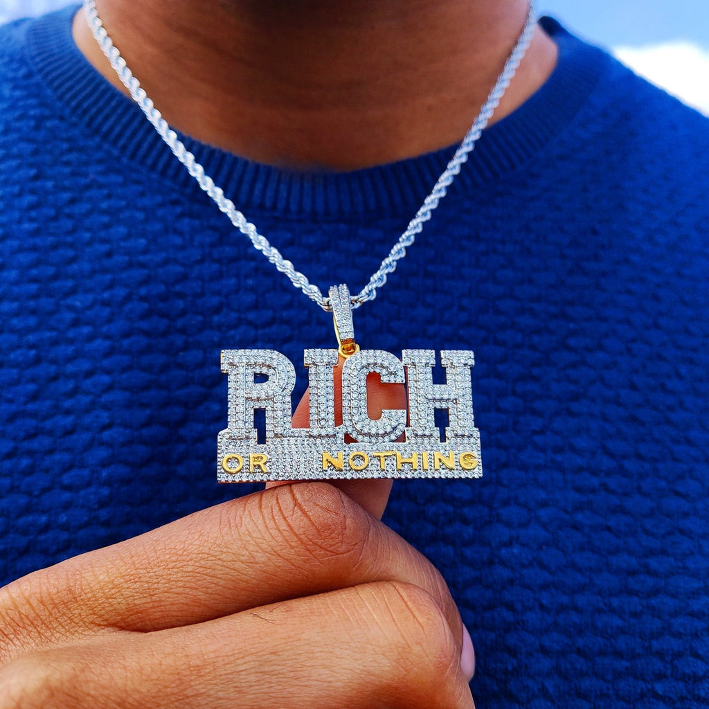 18K Gold Diamond Rich Or Nothing - Drip Culture Jewelry