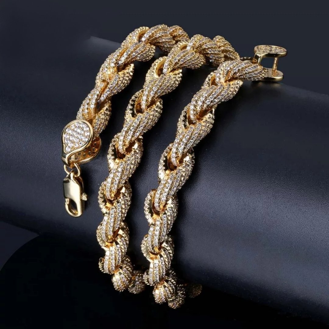 18K Gold Diamond Rope Chain - Drip Culture Jewelry