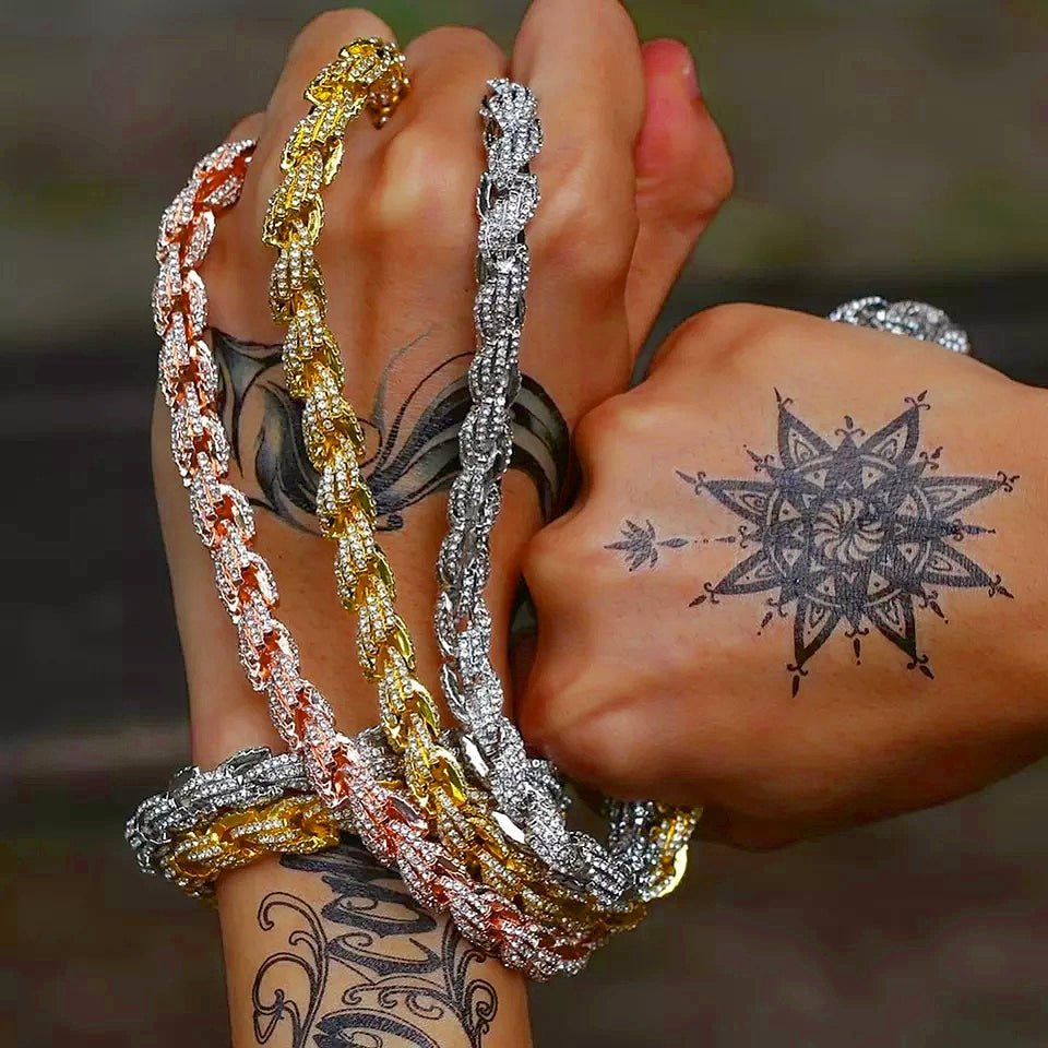 Diamond Lock Rope Chain 18K Gold Diamond Rope Chain – Drip Culture Jewelry