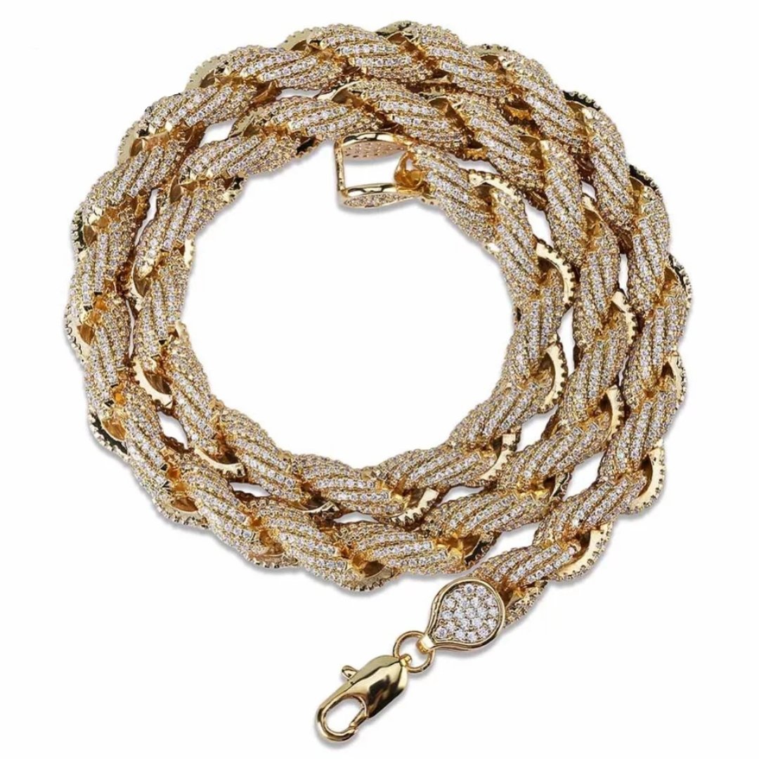 18K Gold Diamond Rope Chain - Drip Culture Jewelry
