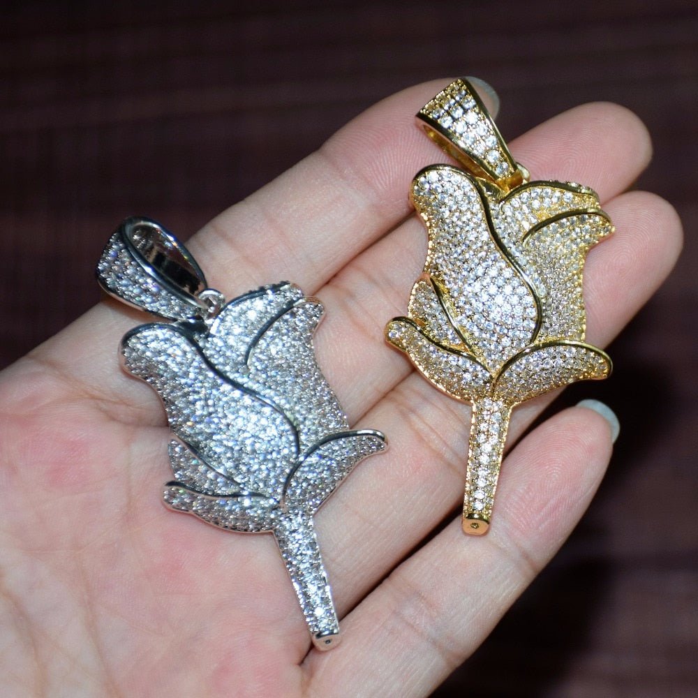 18K Gold Diamond Rose - Drip Culture Jewelry
