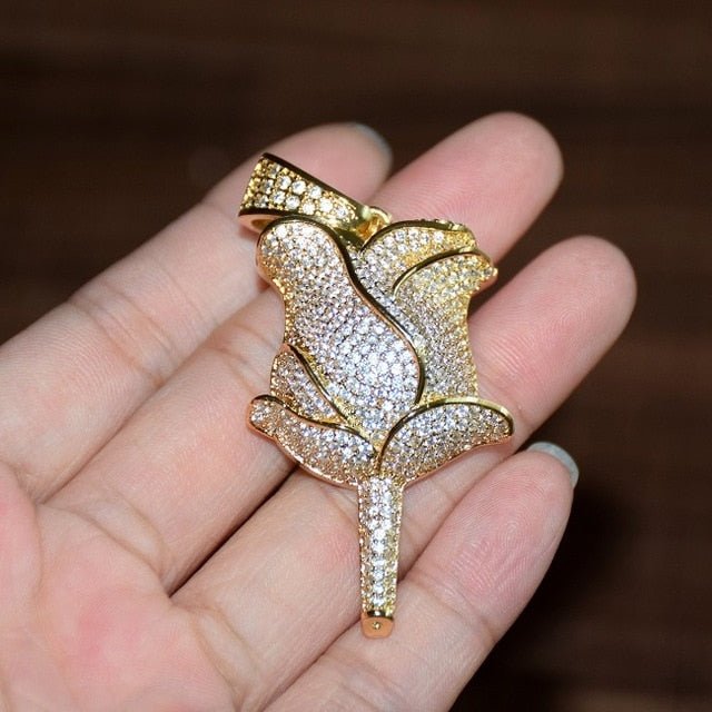 18K Gold Diamond Rose - Drip Culture Jewelry