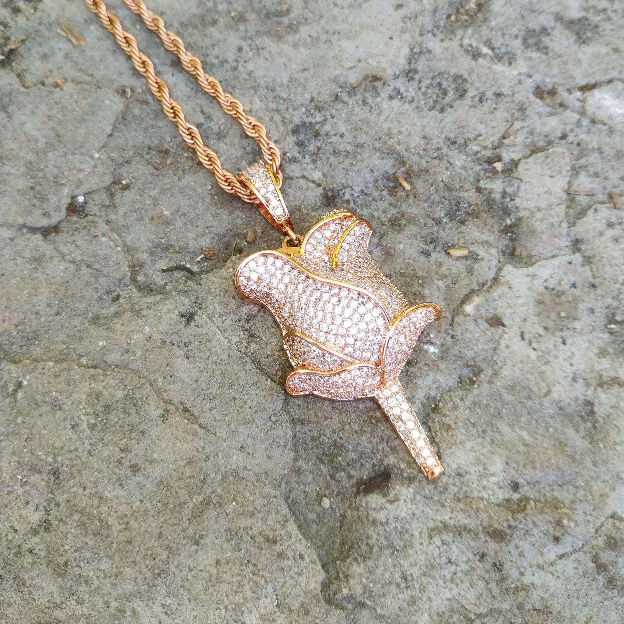 18K Gold Diamond Rose - Drip Culture Jewelry