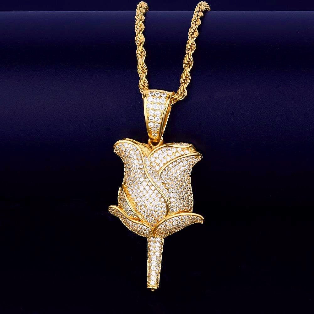 18K Gold Diamond Rose - Drip Culture Jewelry
