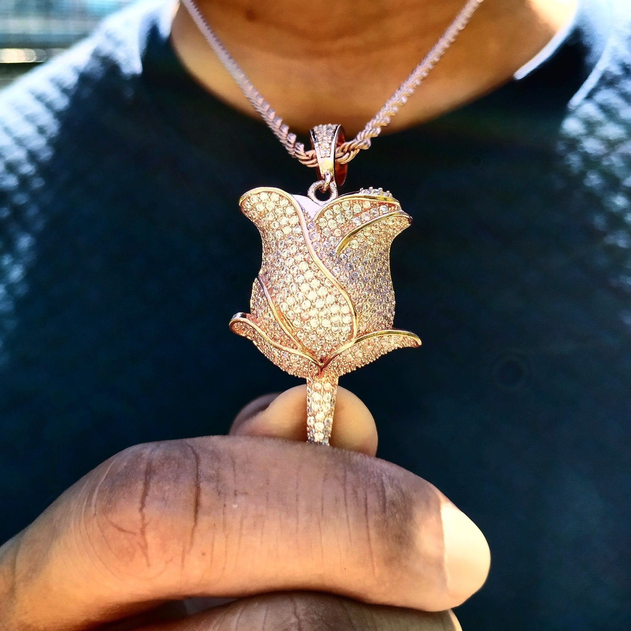 18K Gold Diamond Rose - Drip Culture Jewelry