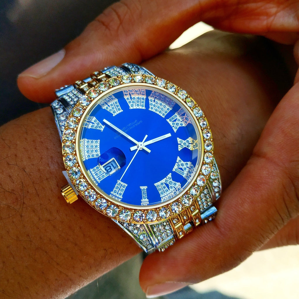 18k Gold Diamond Royal Watch - Drip Culture Jewelry