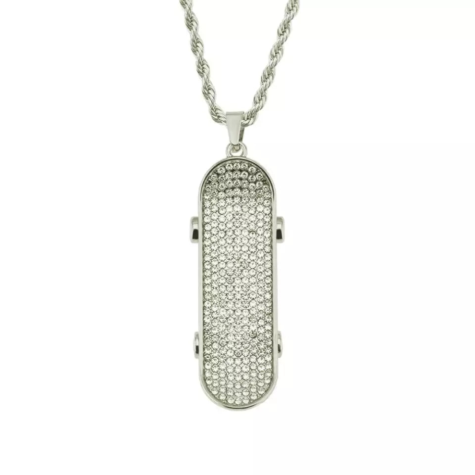 18K Gold Diamond Skateboard - Drip Culture Jewelry