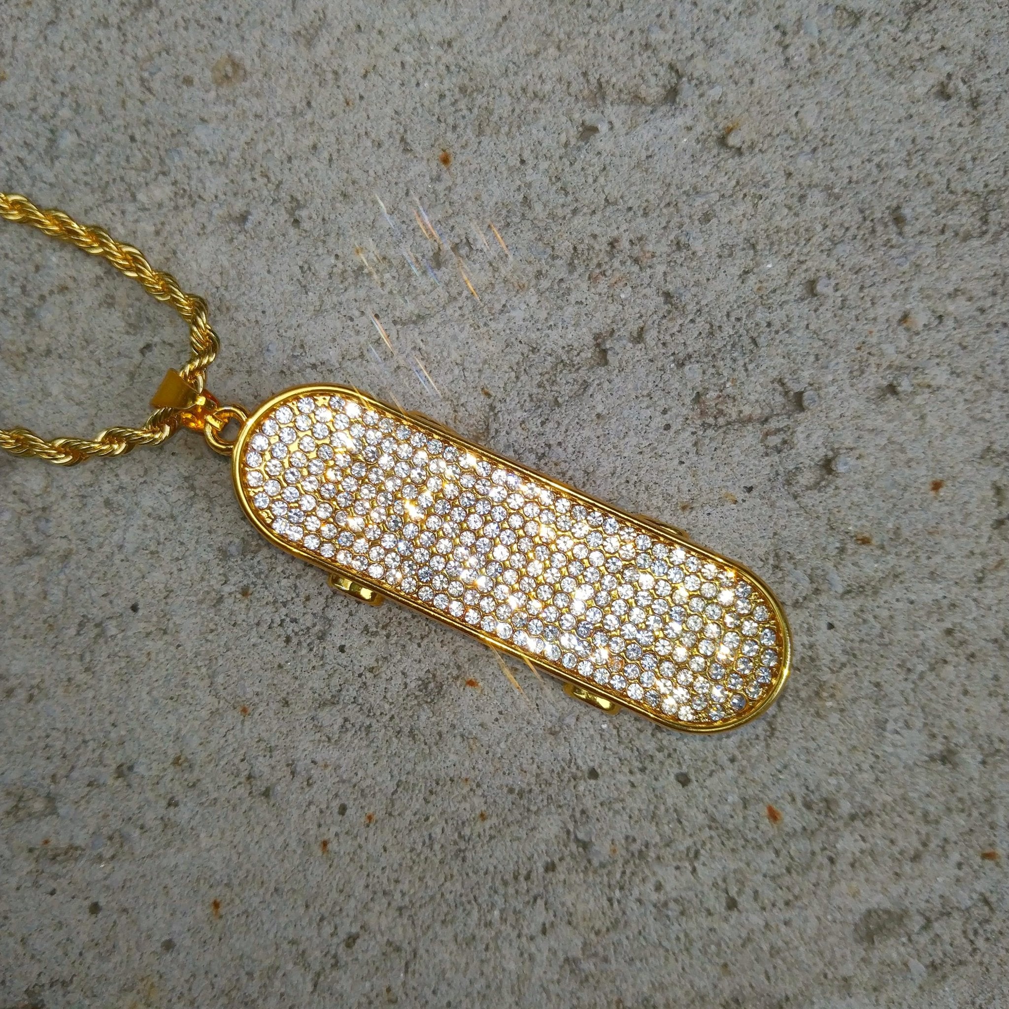 18K Gold Diamond Skateboard - Drip Culture Jewelry
