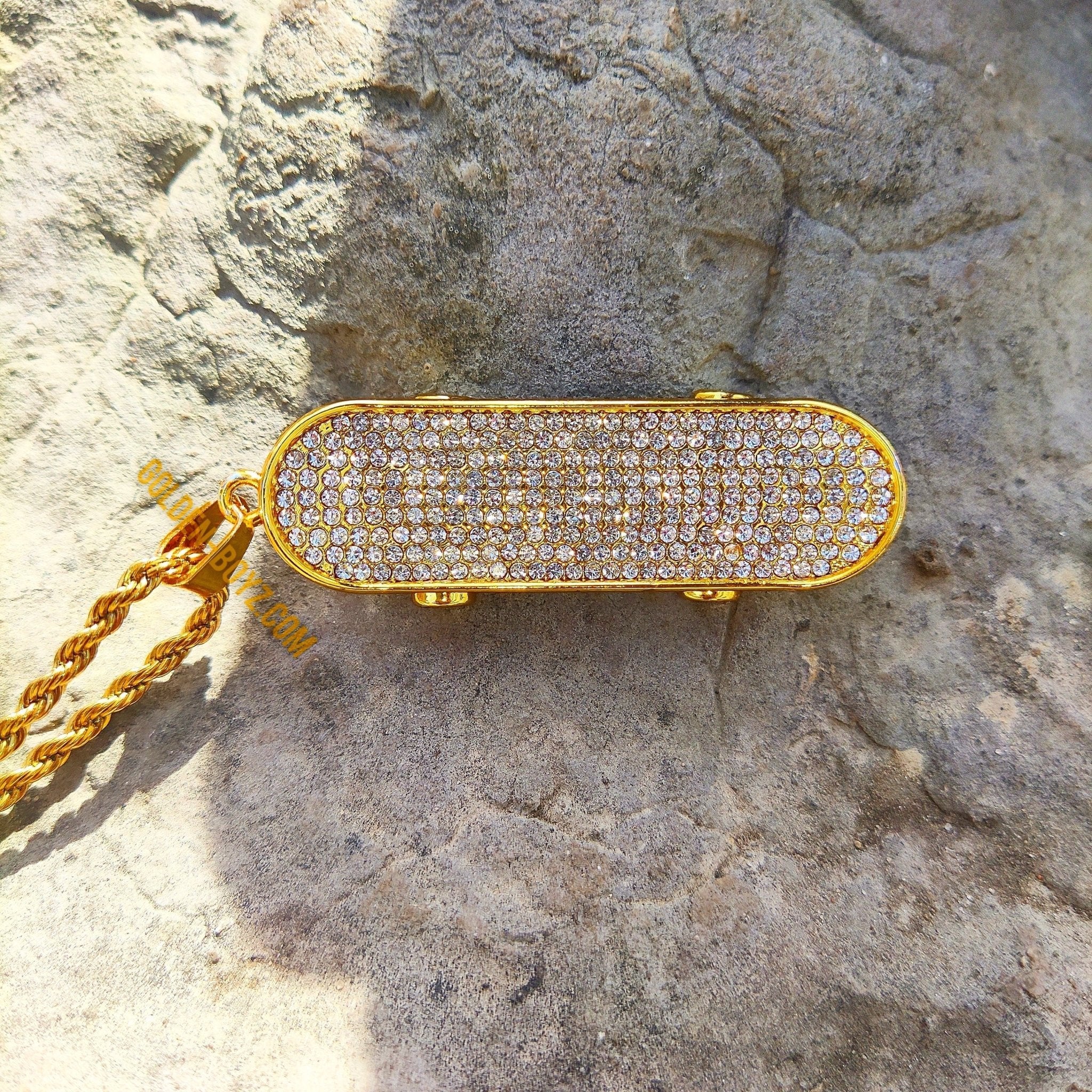 18K Gold Diamond Skateboard - Drip Culture Jewelry