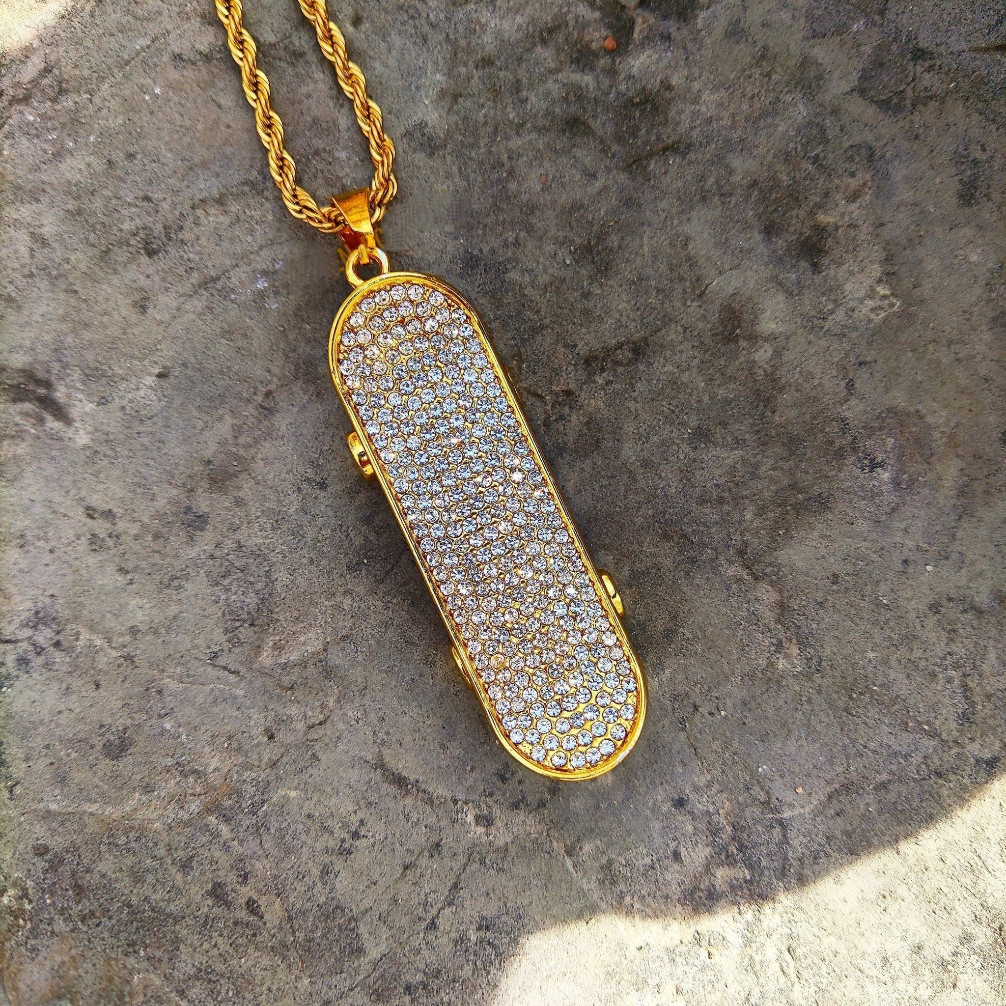 18K Gold Diamond Skateboard - Drip Culture Jewelry