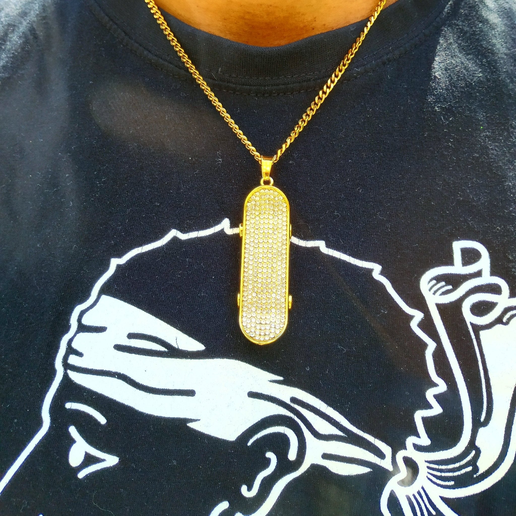 18K Gold Diamond Skateboard - Drip Culture Jewelry