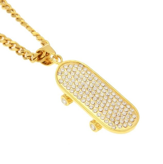 18K Gold Diamond Skateboard - Drip Culture Jewelry