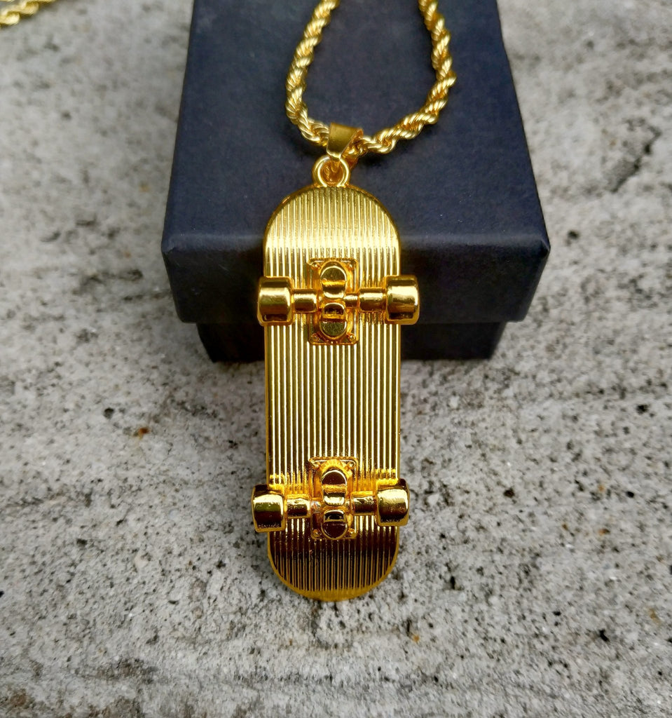18K Gold Diamond Skateboard - Drip Culture Jewelry