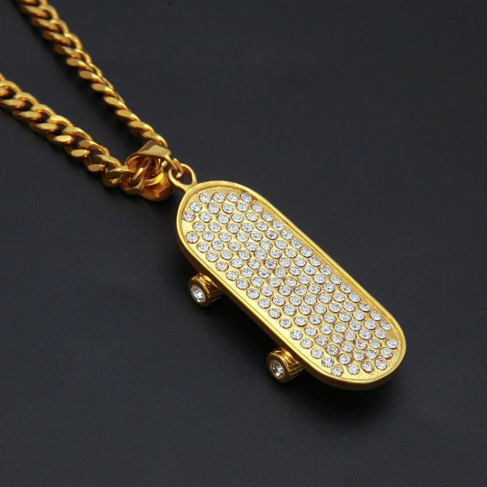 18K Gold Diamond Skateboard - Drip Culture Jewelry