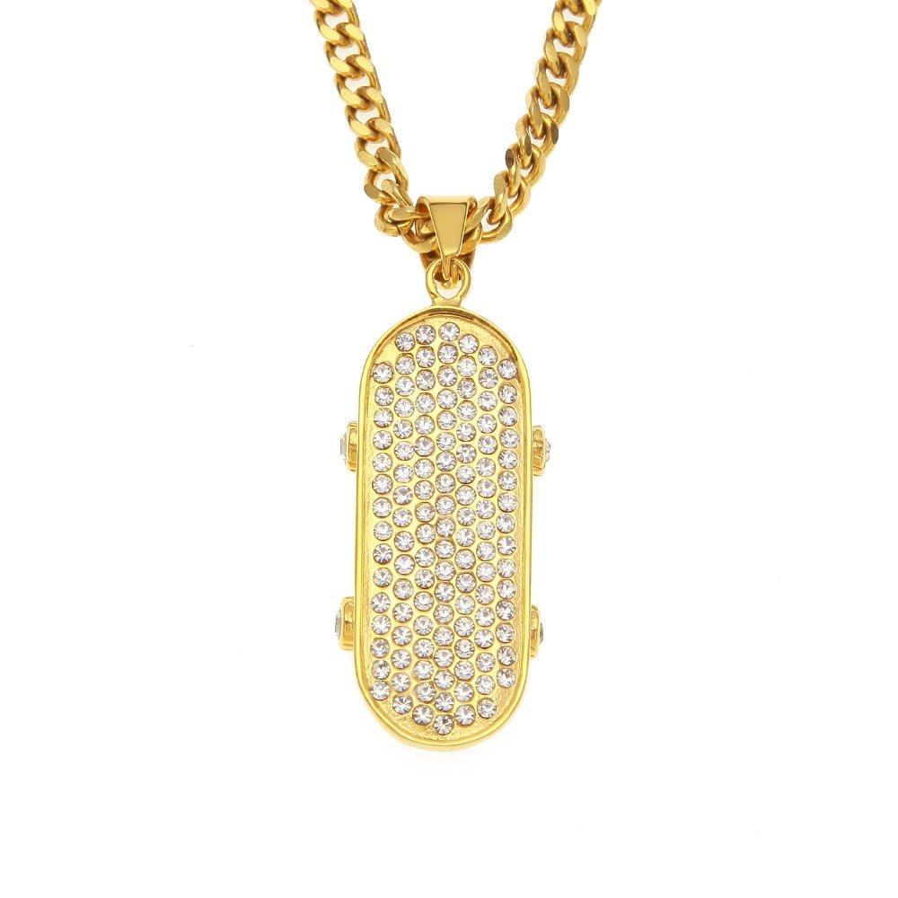 18K Gold Diamond Skateboard - Drip Culture Jewelry