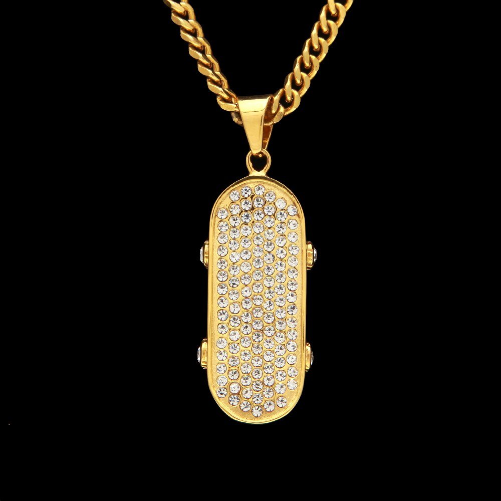 18K Gold Diamond Skateboard - Drip Culture Jewelry
