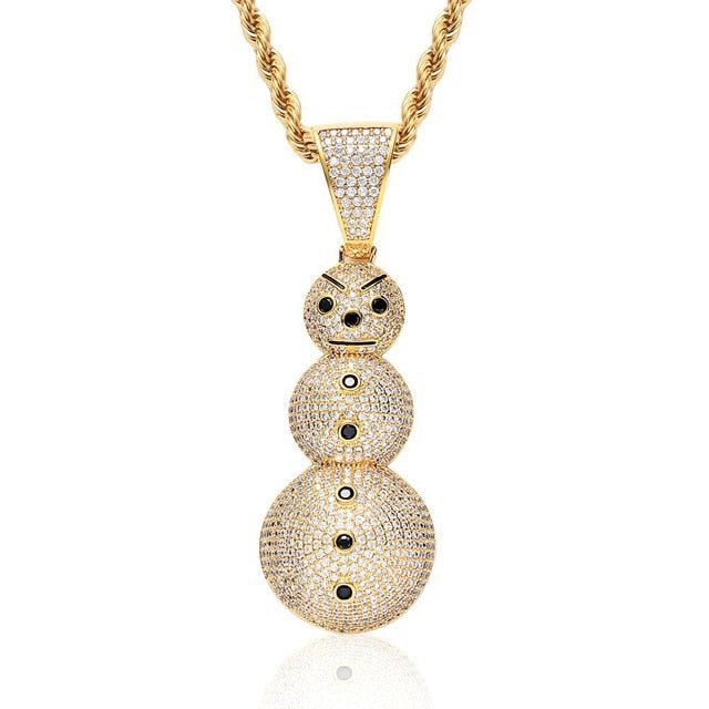 18K Gold Diamond Snowman - Drip Culture Jewelry