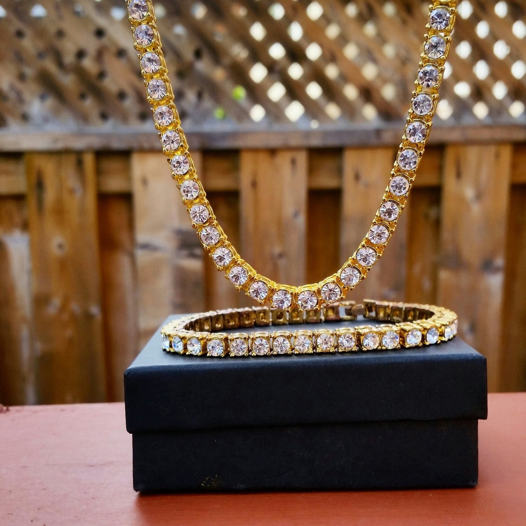 18K Gold Diamond Tennis Chain Bracelet Set ( 2 Pieces ) - Drip Culture Jewelry