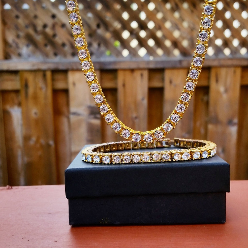 18K Gold Diamond Tennis Chain Bracelet Set ( 2 Pieces ) - Drip Culture Jewelry