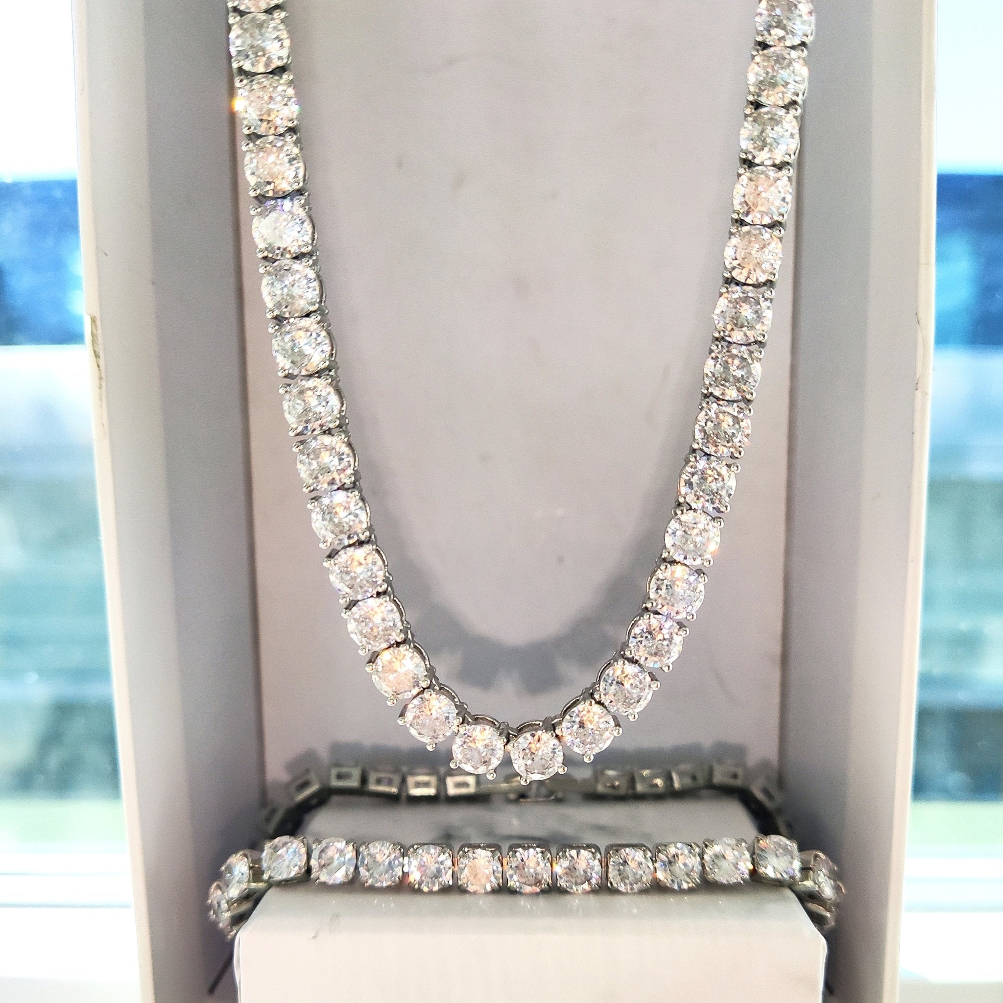 18K Gold Diamond Tennis Chain Bracelet Set ( 2 Pieces ) - Drip Culture Jewelry