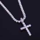 18K Gold Diamond Tennis Cross Set - Drip Culture Jewelry
