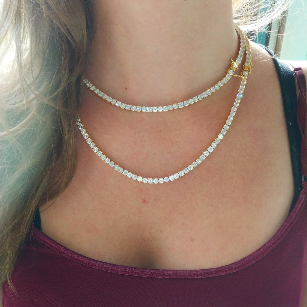 18k Gold Diamond Tennis Necklace - Drip Culture Jewelry