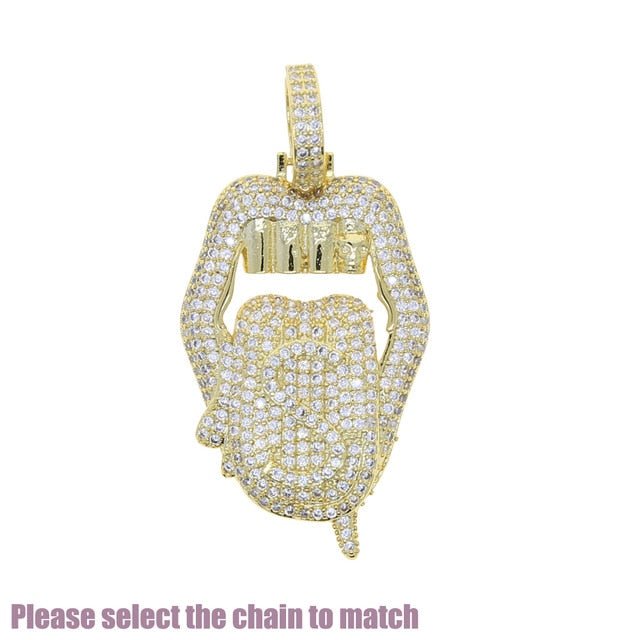 18K Gold Diamond Tongue - Drip Culture Jewelry