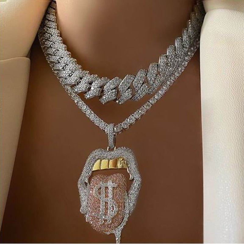 18K Gold Diamond Tongue - Drip Culture Jewelry