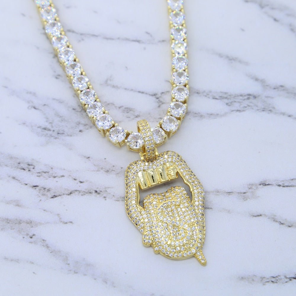 18K Gold Diamond Tongue - Drip Culture Jewelry