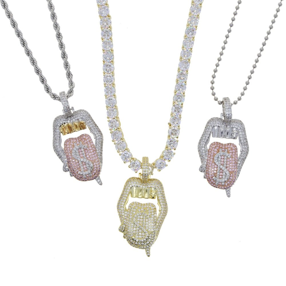 18K Gold Diamond Tongue - Drip Culture Jewelry