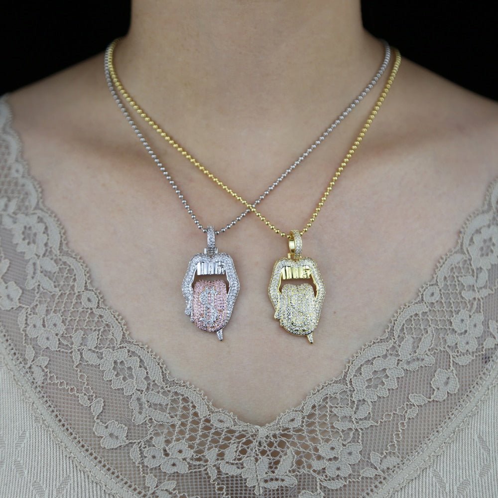 18K Gold Diamond Tongue - Drip Culture Jewelry