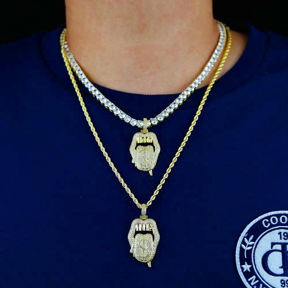 18K Gold Diamond Tongue - Drip Culture Jewelry
