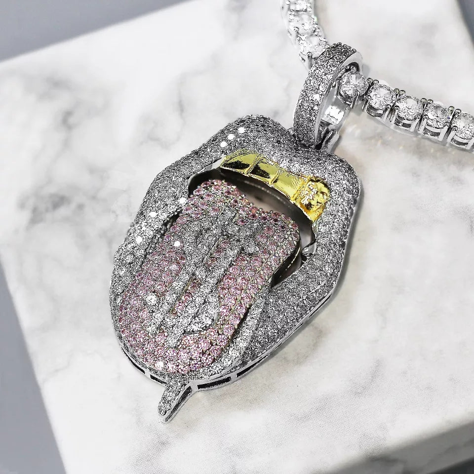 18K Gold Diamond Tongue - Drip Culture Jewelry