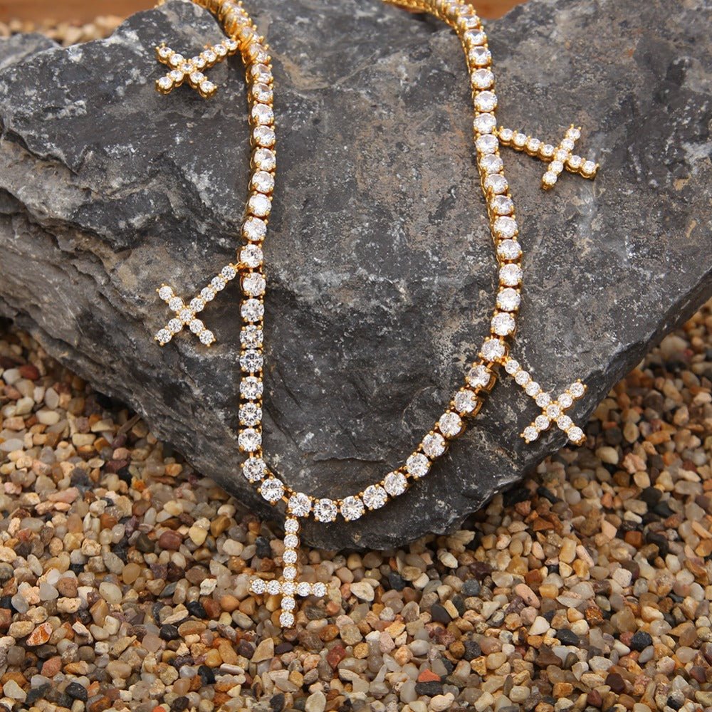 18K Gold Diamond Upside Down Uzi Cross Chain - Drip Culture Jewelry