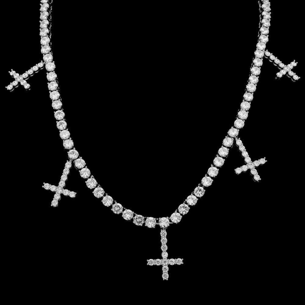 18K Gold Diamond Upside Down Uzi Cross Chain - Drip Culture Jewelry