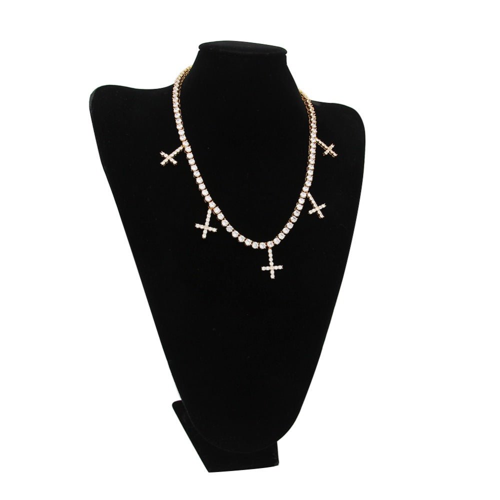 18K Gold Diamond Upside Down Uzi Cross Chain - Drip Culture Jewelry