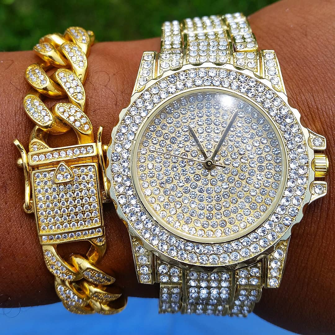 18K Gold Frozen Watch - Drip Culture Jewelry