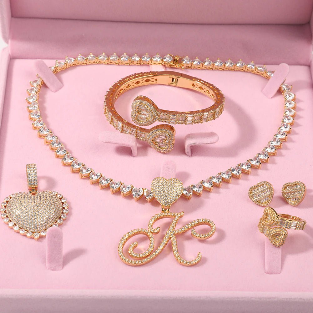 18k Gold Heart Jewelry Set (6 Pieces) - Drip Culture Jewelry