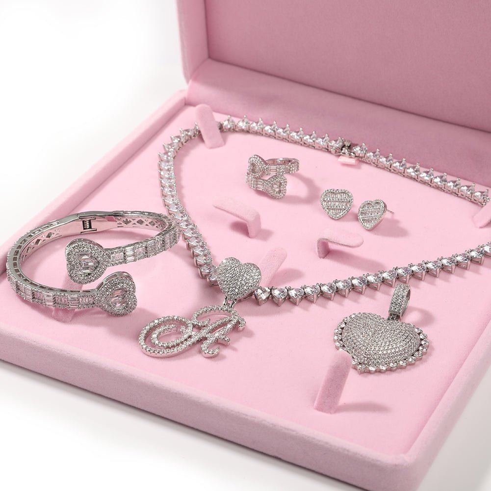 18k Gold Heart Jewelry Set (6 Pieces) - Drip Culture Jewelry