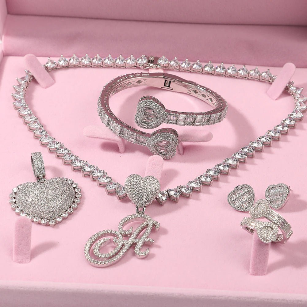18k Gold Heart Jewelry Set (6 Pieces) - Drip Culture Jewelry