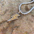 18k Gold Iced Lightning Bolt - Drip Culture Jewelry
