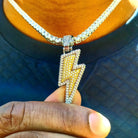 18k Gold Iced Lightning Bolt - Drip Culture Jewelry