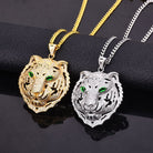 18K Gold Icy Emerald Eye Tiger - Drip Culture Jewelry