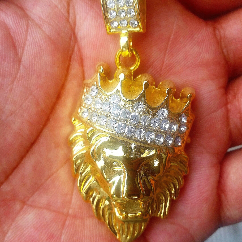 18K Gold King of the Jungle Pendant and Chain - Drip Culture Jewelry