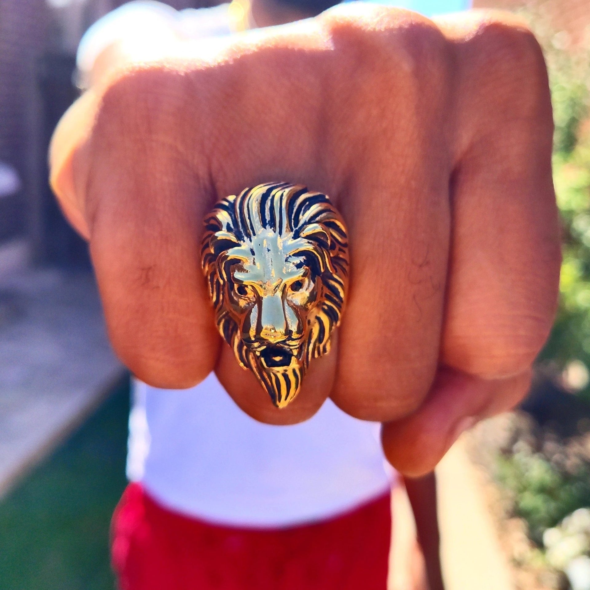 18k Gold Lion Gold Ring Online Kinshu Lion Gold Mens Ring-Candere