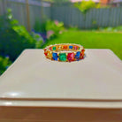 18K Gold Multi Coloured Stones Ring - Drip Culture Jewelry